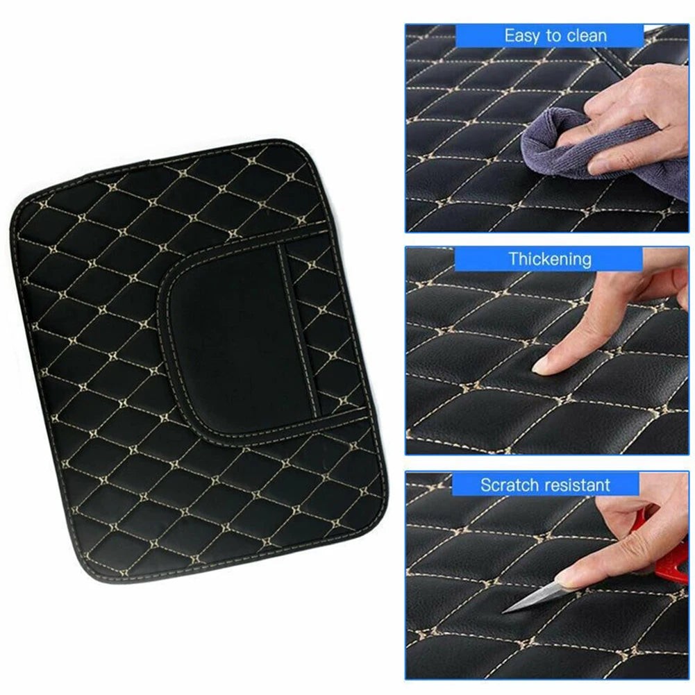 PU Leather Car Anti-Kick Mats Auto Seat Back Protector Cover Half-Size Black Car Back Seat Organizer Interior Accessories