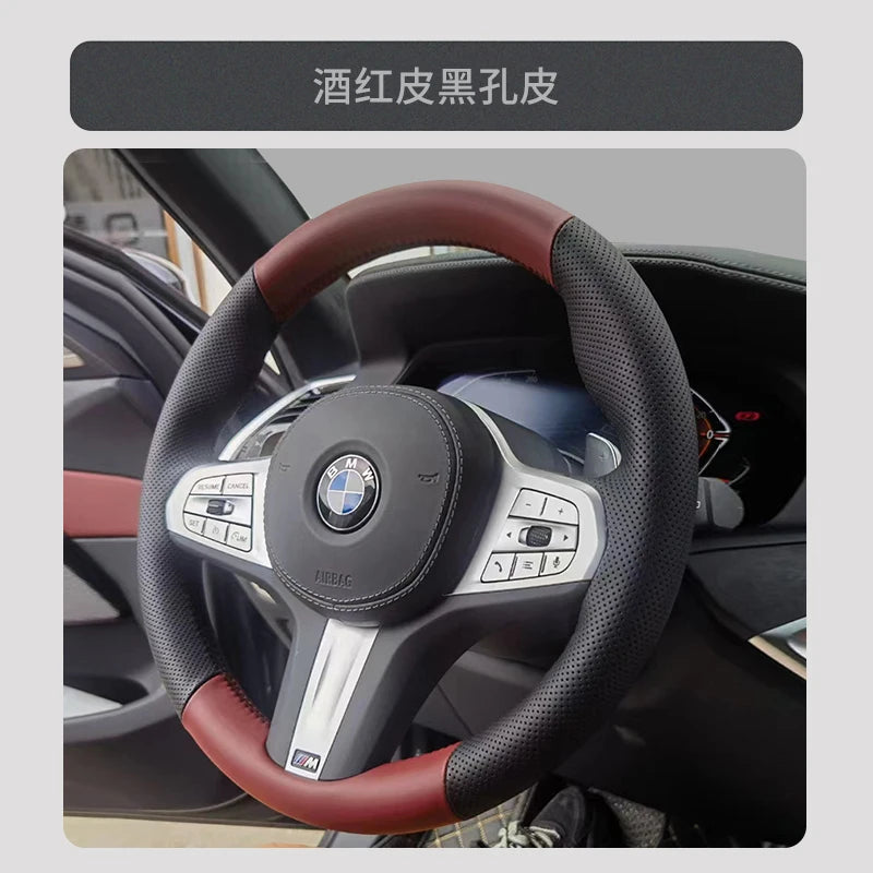 100% for BMW M Sport G20 G21 F40 F44 G22 G23 G30 G31 G32 G11 Hand Stitched black Genuine Leather suede Car Steering Wheel Cover