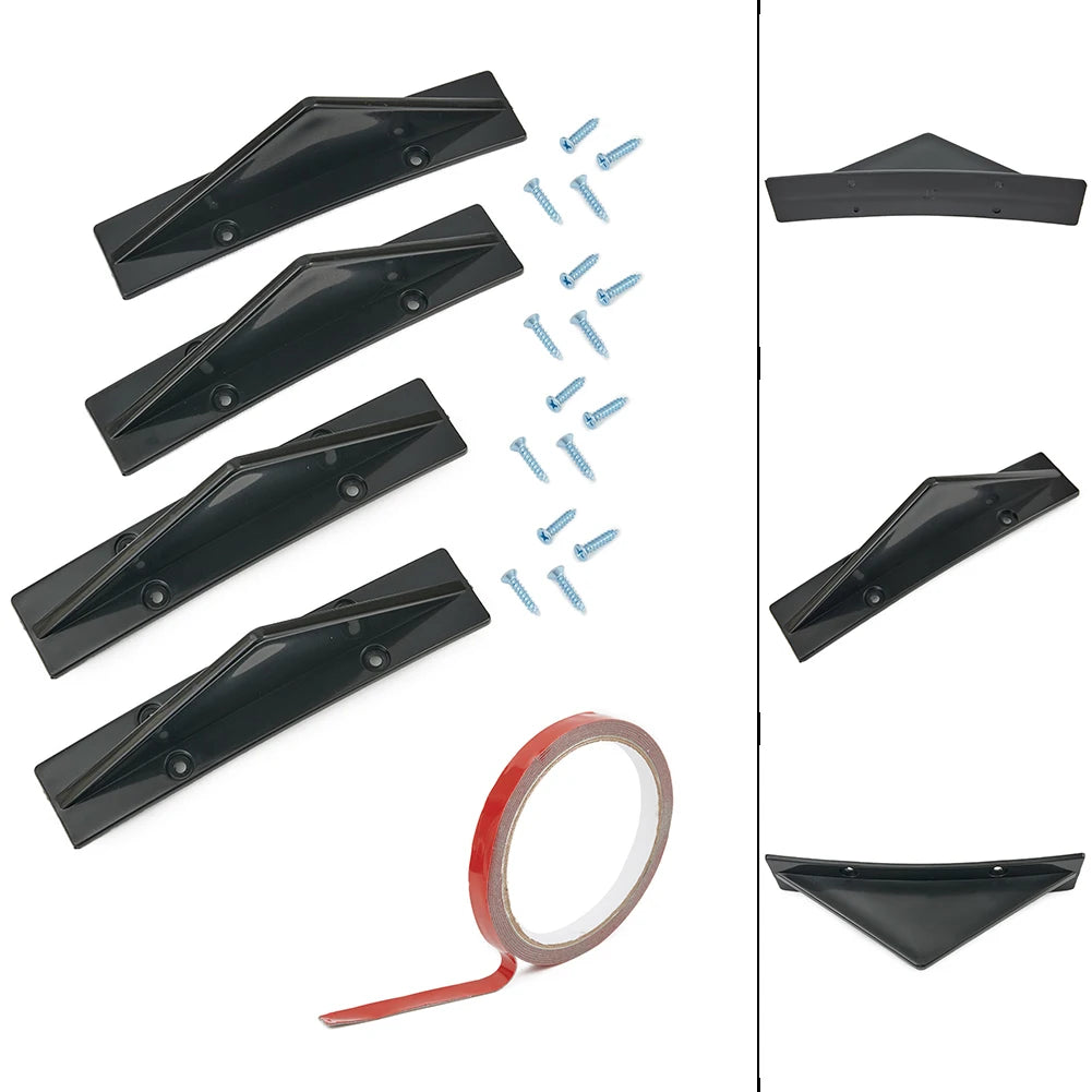 4pcs Car Rear Bumper Lip Diffuser Splitter Spoiler Scratch Protector Fin Trim Caps Universal Exterior Accessory For 300