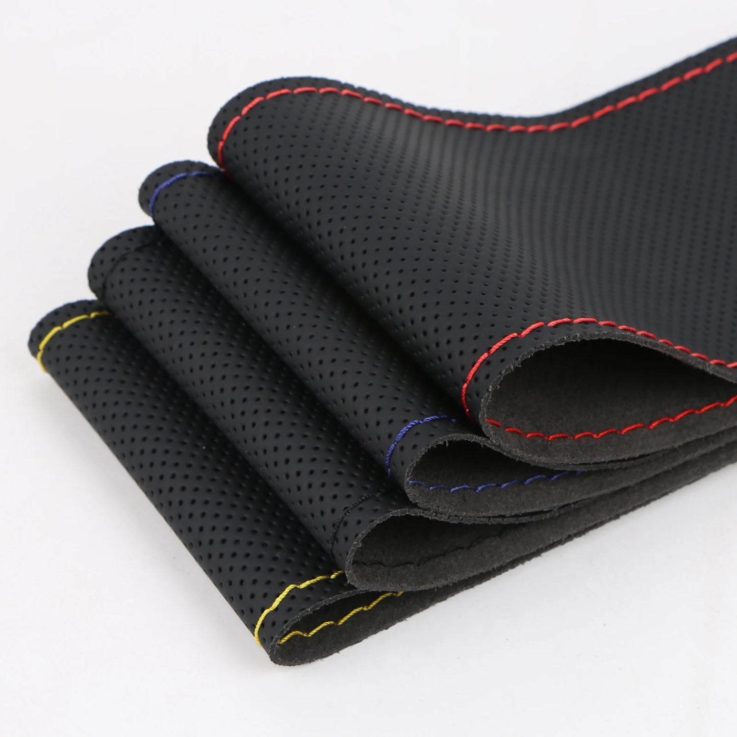 Handmade 37-39cm Car Steering Wheel Cover,Perforated Microfiber Leather, Breathable And Non-Slip Steering Wheel Protector