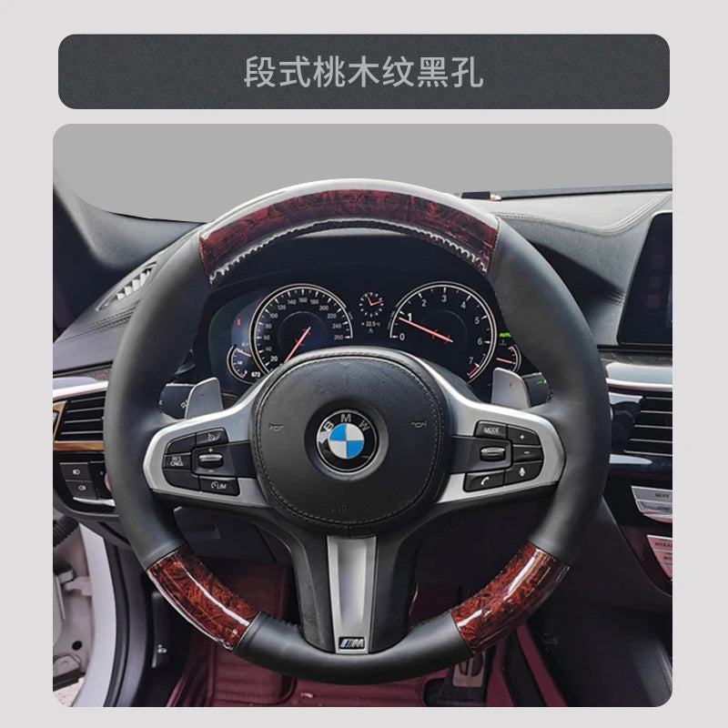 100% for BMW M Sport G20 G21 F40 F44 G22 G23 G30 G31 G32 G11 Hand Stitched black Genuine Leather suede Car Steering Wheel Cover