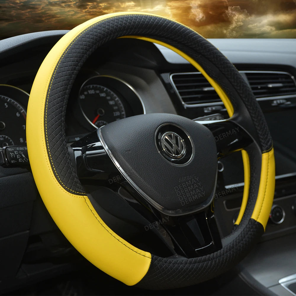 Sport Car Steering Wheel Covers Anti-Slip PU Leather fit 37~38cm Steering Wheel Car-styling 9 Colors Auto Accessoires