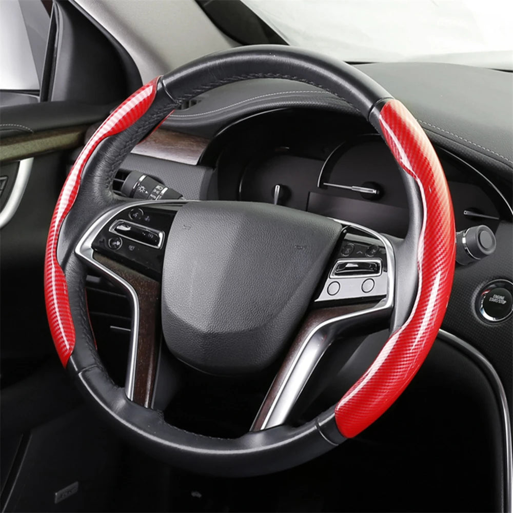 1pair Carbon Fiber Car Steering Wheel Cover Left+Right Non-Slip Steering Cover Protector Anti Dust Washable Interior Accessories