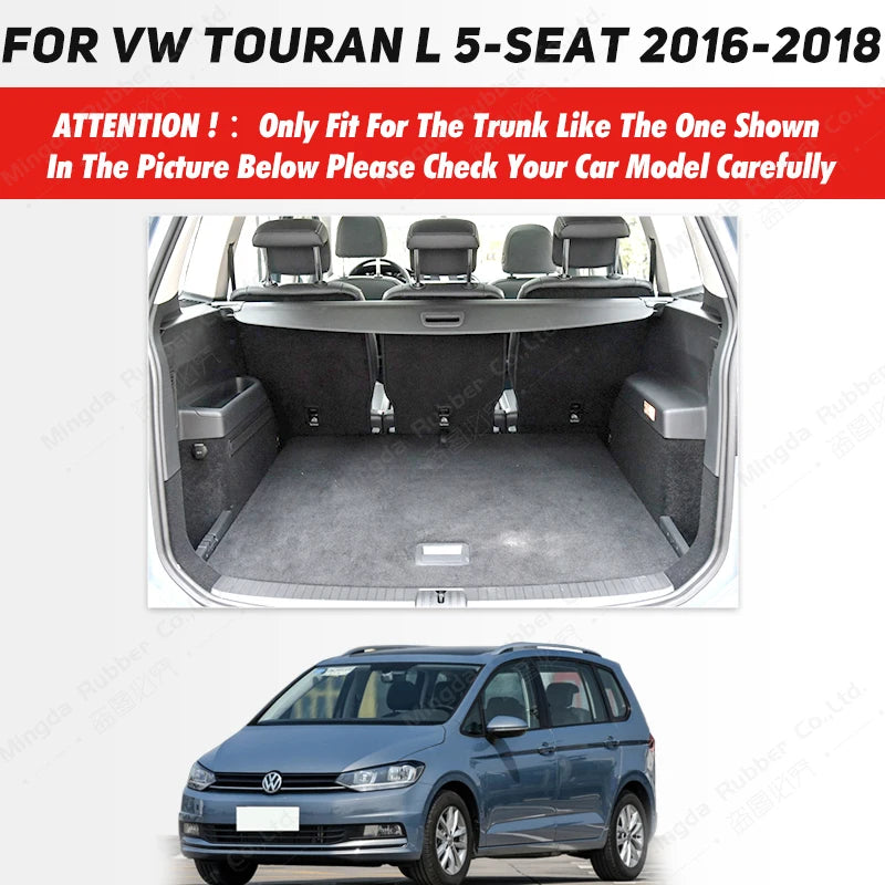 Auto Full Coverage Trunk Mat For VOLKSWAGEN VW Touran L 2016-2018 17 Car Boot Cover Pad Interior Protector Accessories