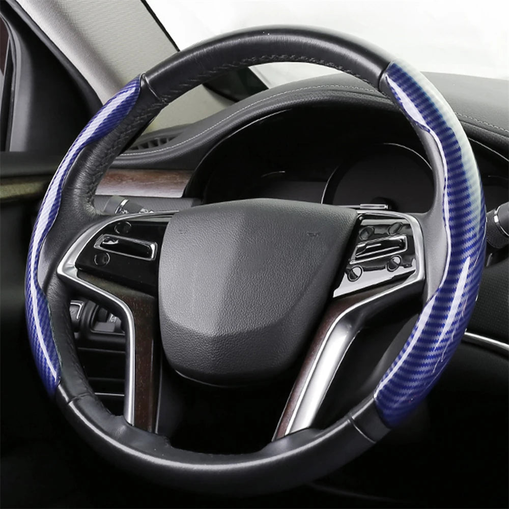 1pair Carbon Fiber Car Steering Wheel Cover Left+Right Non-Slip Steering Cover Protector Anti Dust Washable Interior Accessories