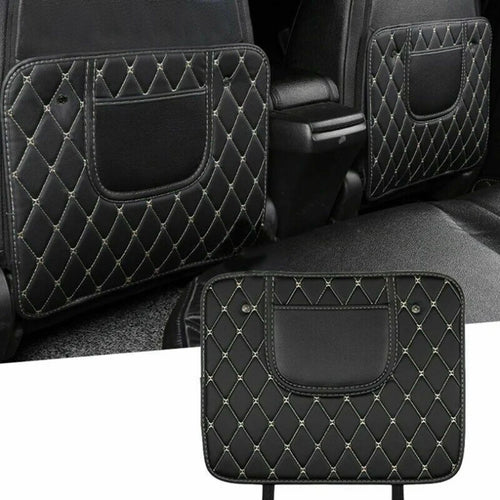 PU Leather Car Anti-Kick Mats Auto Seat Back Protector Cover Half-Size Black Car Back Seat Organizer Interior Accessories