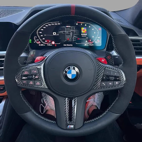 100% for BMW M Sport G20 G21 F40 F44 G22 G23 G30 G31 G32 G11 Hand Stitched black Genuine Leather suede Car Steering Wheel Cover