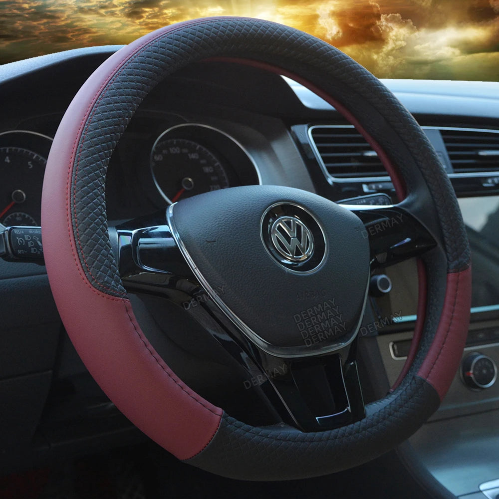 Sport Car Steering Wheel Covers Anti-Slip PU Leather fit 37~38cm Steering Wheel Car-styling 9 Colors Auto Accessoires