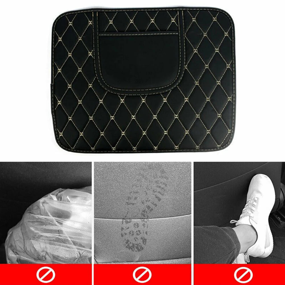 PU Leather Car Anti-Kick Mats Auto Seat Back Protector Cover Half-Size Black Car Back Seat Organizer Interior Accessories