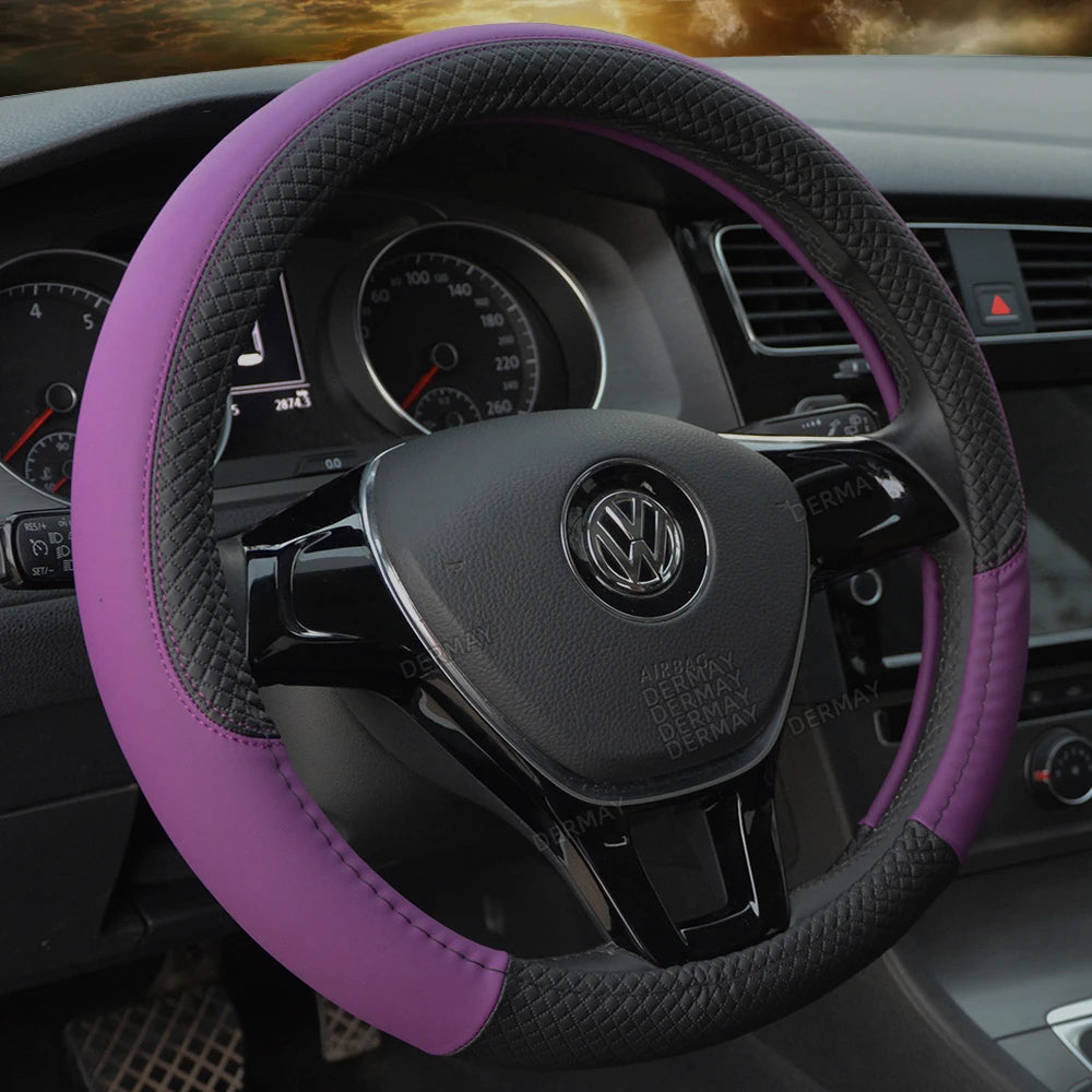 Sport Car Steering Wheel Covers Anti-Slip PU Leather fit 37~38cm Steering Wheel Car-styling 9 Colors Auto Accessoires