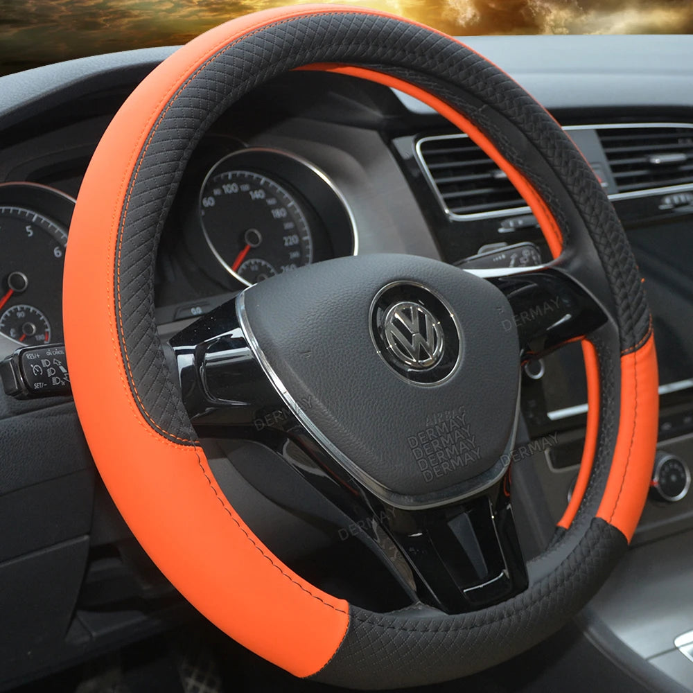 Sport Car Steering Wheel Covers Anti-Slip PU Leather fit 37~38cm Steering Wheel Car-styling 9 Colors Auto Accessoires