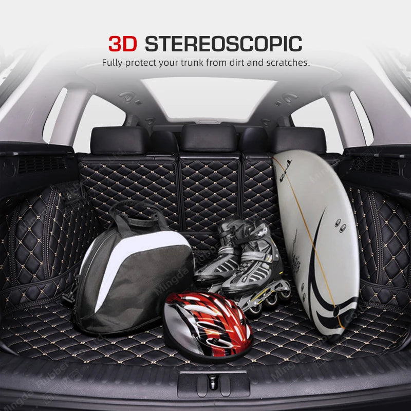 Auto Full Coverage Trunk Mat For VOLKSWAGEN VW Touran L 2016-2018 17 Car Boot Cover Pad Interior Protector Accessories