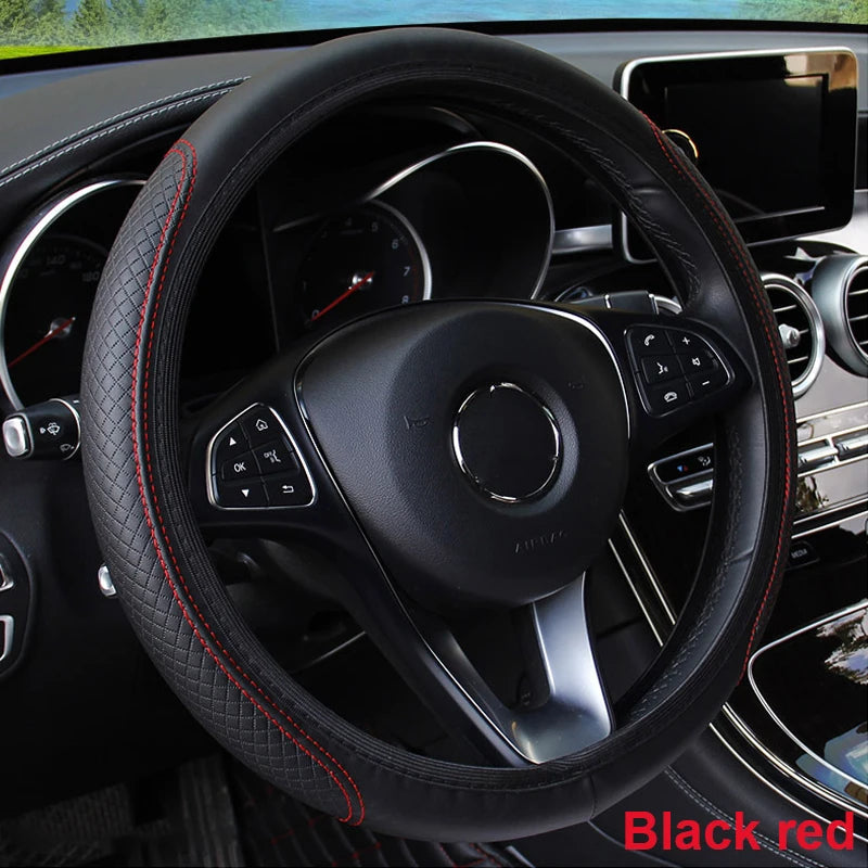 Universal Car Steering Wheel Cover Microfiber Leather Protection Cover Anti Slip Breathable for 37-39cm Steering Wheel Protector