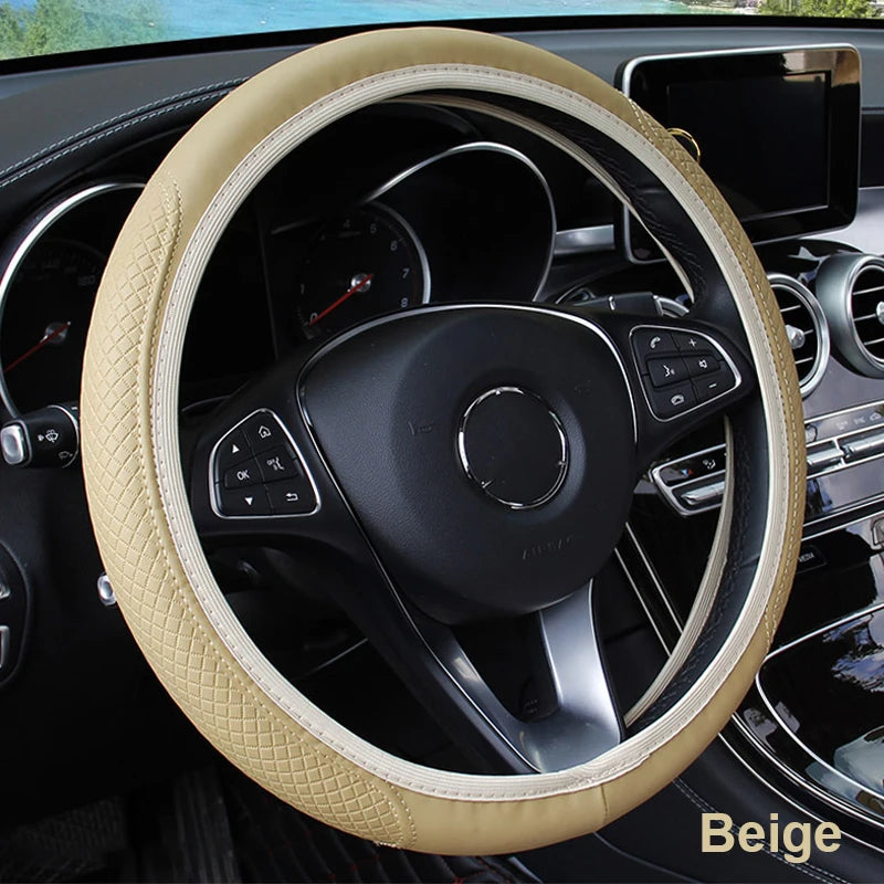 Universal Car Steering Wheel Cover Microfiber Leather Protection Cover Anti Slip Breathable for 37-39cm Steering Wheel Protector