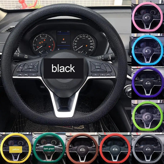 Car Universal Silicone Steering Wheel Cover Elastic Glove Cover Texture Soft Multi Color Auto Decoration DIY Accessories