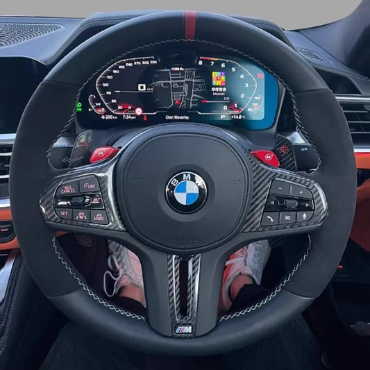 100% for BMW M Sport G20 G21 F40 F44 G22 G23 G30 G31 G32 G11 Hand Stitched black Genuine Leather suede Car Steering Wheel Cover