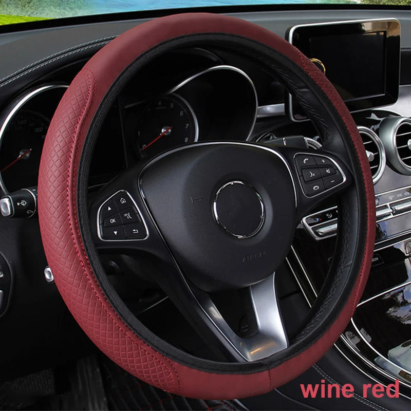 Universal Car Steering Wheel Cover Microfiber Leather Protection Cover Anti Slip Breathable for 37-39cm Steering Wheel Protector