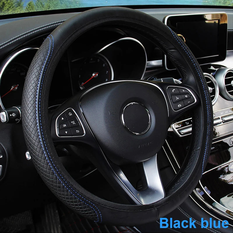 Universal Car Steering Wheel Cover Microfiber Leather Protection Cover Anti Slip Breathable for 37-39cm Steering Wheel Protector